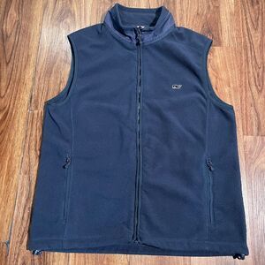 Vineyard Vines Marthas Vineyard Fleece Vest Full Zip Mock Neck Blue Men's Size M